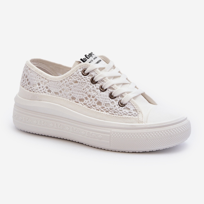 Tênis feminino de renda Lee Cooper LCW-23-44-1617 branco 2