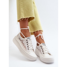 Tênis feminino de renda Lee Cooper LCW-23-44-1617 branco 1