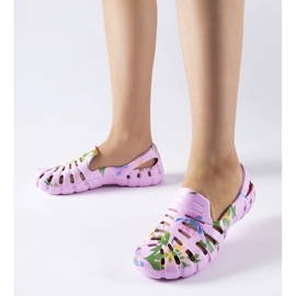 Chinelos de borracha rosa com padrão Eliano CLF0758C Rosa azul 1