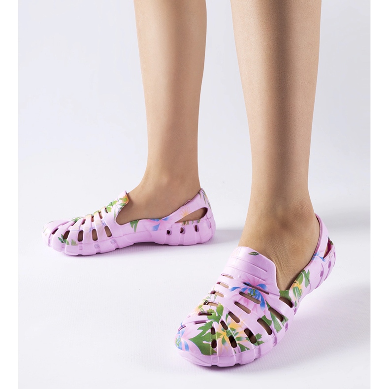 Chinelos de borracha rosa com padrão Eliano CLF0758C Rosa azul 1
