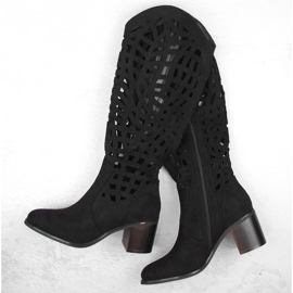 Botas femininas pretas com aberturas Jezzi RMR2337-6 preto 1