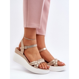 Sandálias de cunha douradas Esinna dourado 2