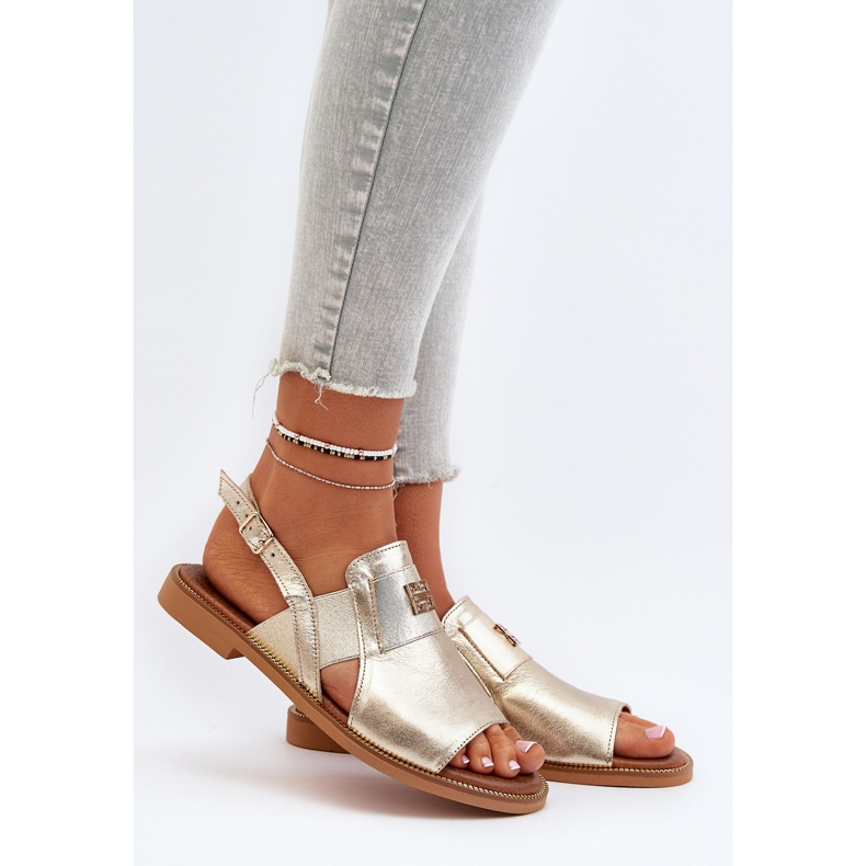 Zazoo 40385 sandálias femininas de couro douradas dourado 2