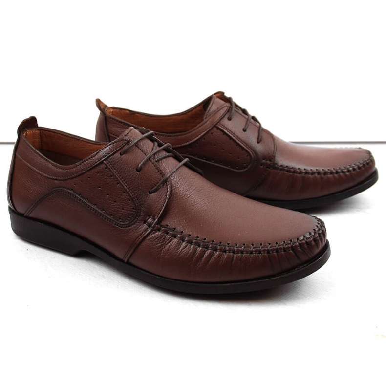 Sapatos masculinos de couro, mocassins com cordões, marrom, T.Sokolski W21-900 1