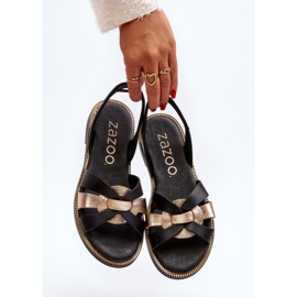 Zazoo 40382 Sandálias femininas de couro preto 2