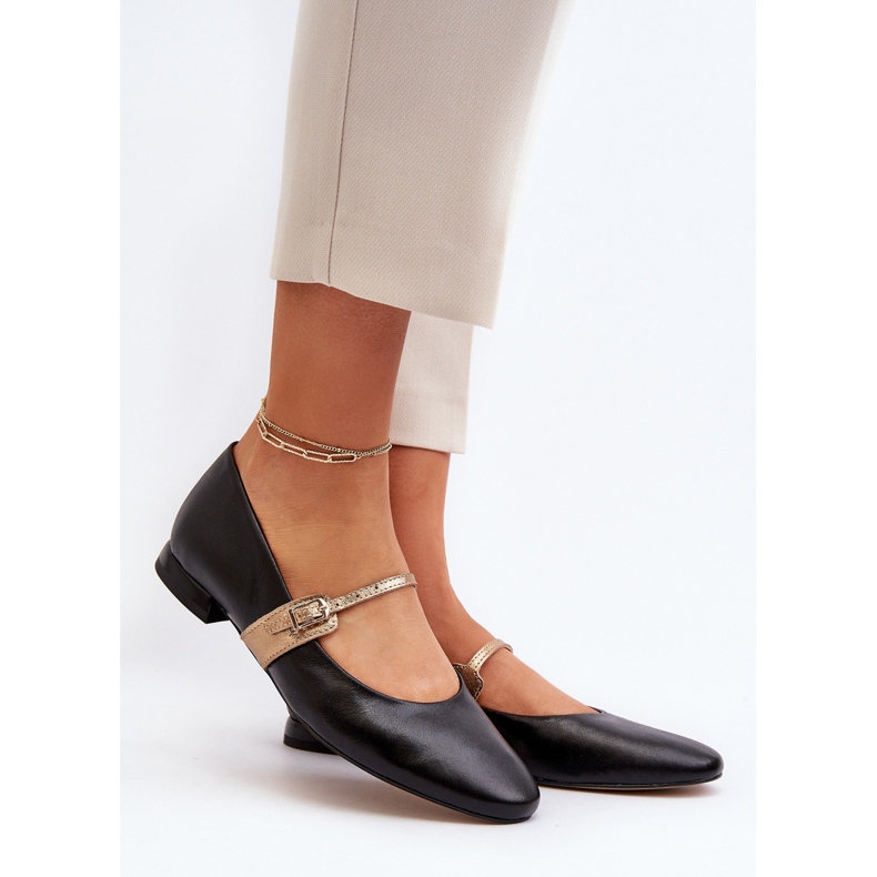 Bailarinas planas de couro feminino Laura Messi 2774 pretas preto 2