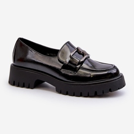 Vinceza Mocassins femininos de couro envernizado preto Santtes 1