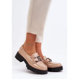 Vinceza Mocassins femininos de couro envernizado Bege Santtes 2