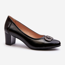 Vinceza Sapatos de salto baixo Aeliris pretos com decoração 1