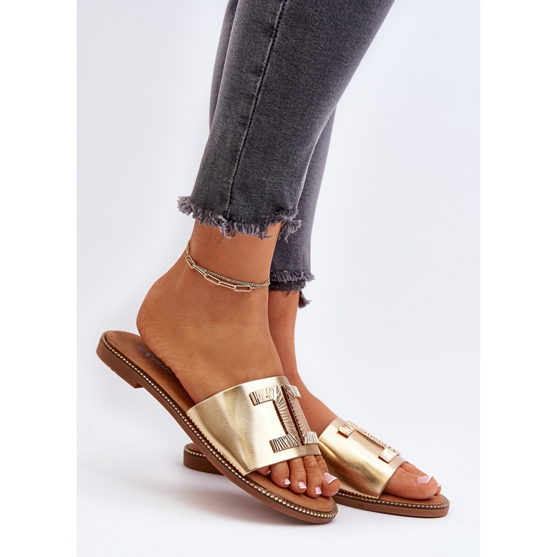 Seastar Chinelos femininos com decoração dourada Ollavia dourado 2