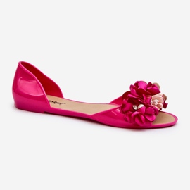 Bailarinas femininas de borracha com flores fúcsia Junikla rosa 1