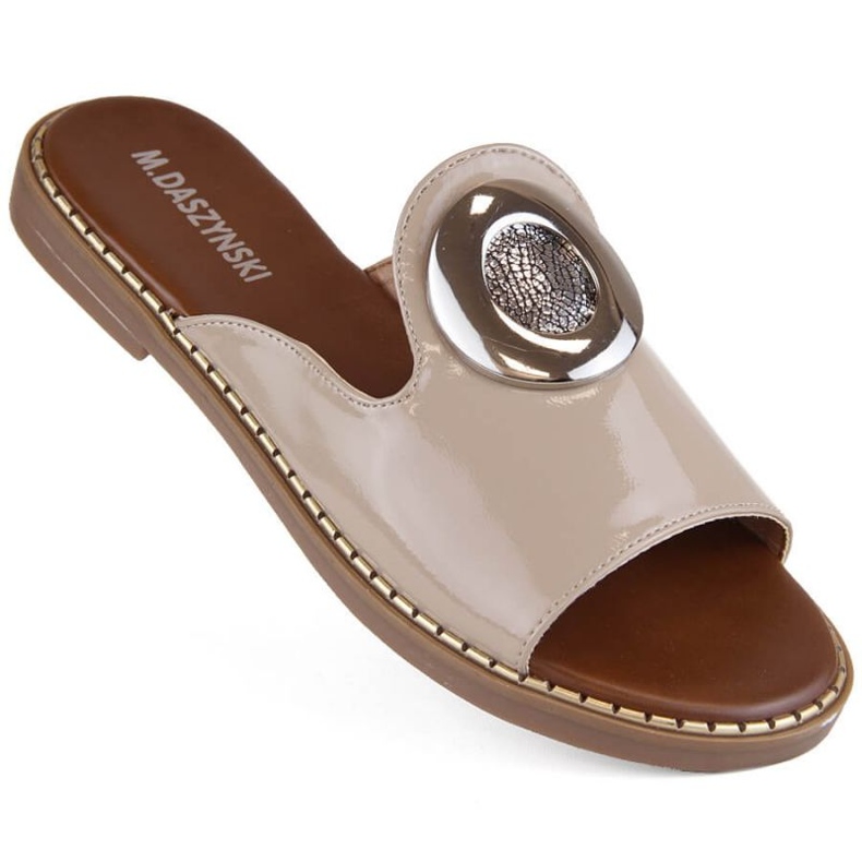 Chinelos bege envernizados M.Daszyński W SAN34 1