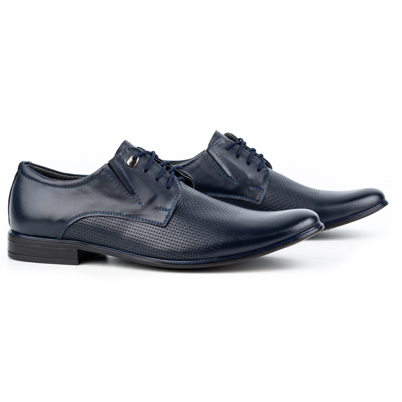 Olivier Sapatos masculinos elegantes de couro 302T3, azul marinho 2