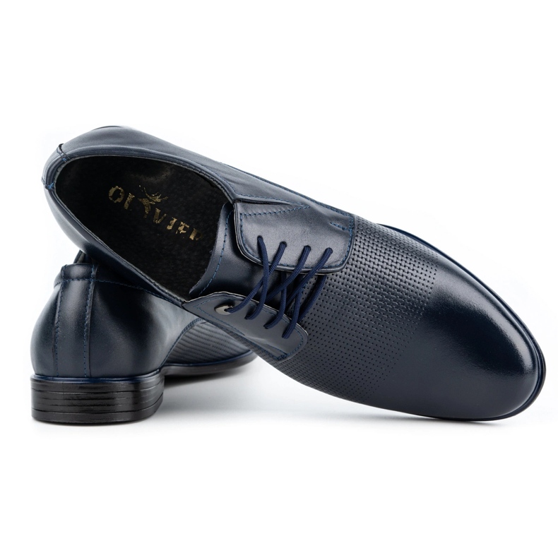 Olivier Sapatos masculinos elegantes de couro 302T3, azul marinho 3
