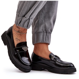 Mocassins femininos de salto plano, pretos 5