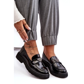 Mocassins femininos de salto plano, pretos 4