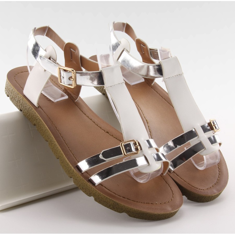 Sandálias femininas JK-60 Branco cinza 1