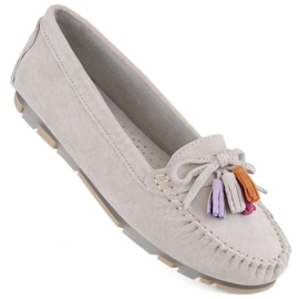 Filippo W PAW506A mocassins de couro camurça bege com franjas 1
