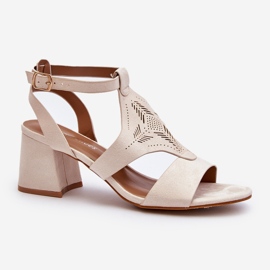 Sandálias Bege Salto Baixo Eleriva 1