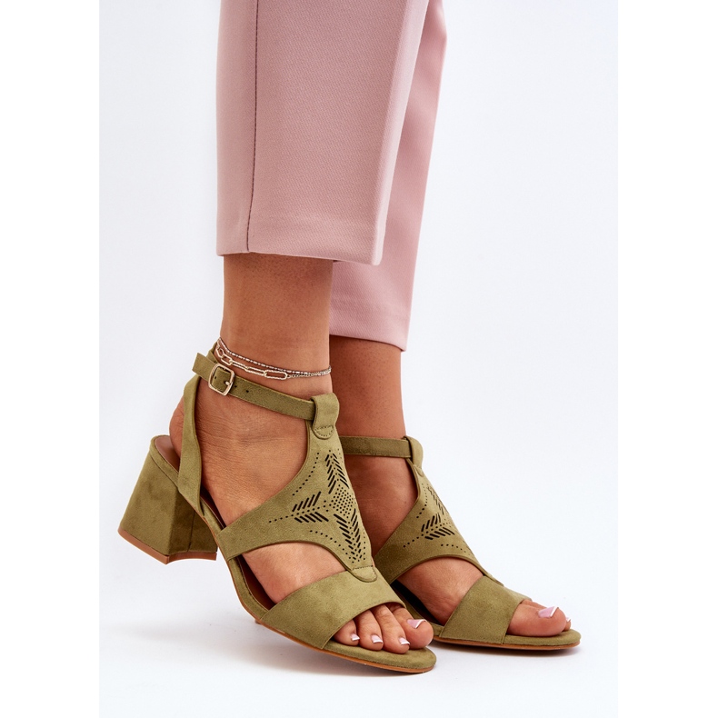 Sandálias Verdes de Salto Baixo Eleriva 2
