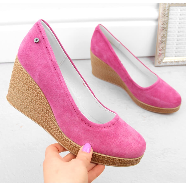 Sapatos femininos de camurça de couro fúcsia Filippo DP3521 rosa 1
