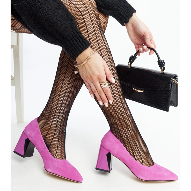 Scarpin de salto alto de couro rosa escuro, Vinceza. 1