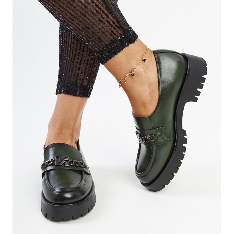 Mocassins de couro verde Vinceza 2