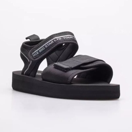 Sandálias femininas de velcro Big Star LL274784 pretas preto 1