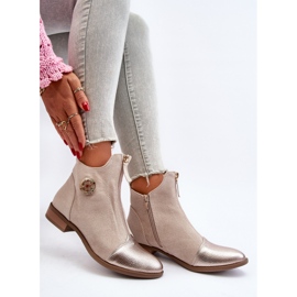 Botas rasas femininas com zíper, Bege Loratie 2