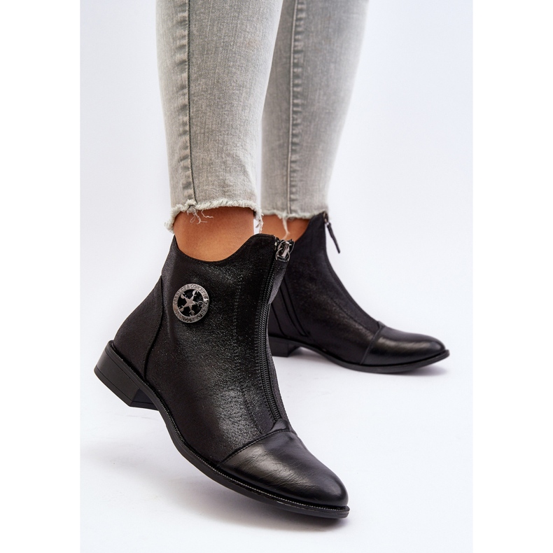 Jezzi Botas rasteiras femininas com zíper preto Loratie 2