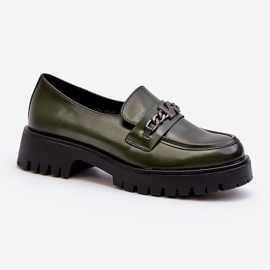 Vinceza Mocassins femininos de couro com decoração, verde escuro, Loraleima 1