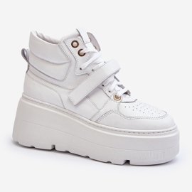 Zazoo 3450 tênis feminino de couro branco 1