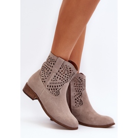 Zazoo 3305/2 Botas femininas de cappuccino perfuradas bege 2