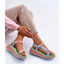 Sandálias femininas com plataforma e cunha Big Star NN274A055 Azul 1