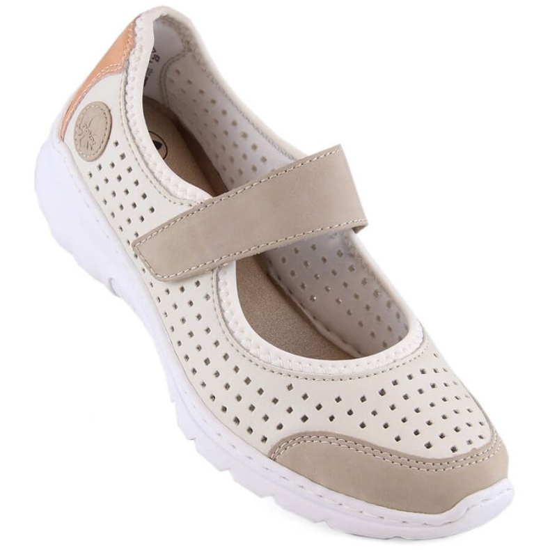 Sapatos confortáveis com aberturas Rieker W RKR575A, bege 1 Sapatos confortáveis com aberturas Rieker W RKR575A, bege 1