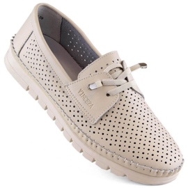 Vinceza W JAN273A sapatos bege de couro perfurado 1