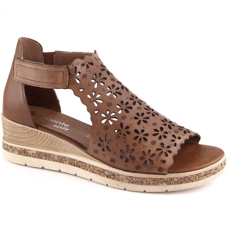 Rieker Sandálias confortáveis ​​de couro Remonte W RKR655 castanho 1