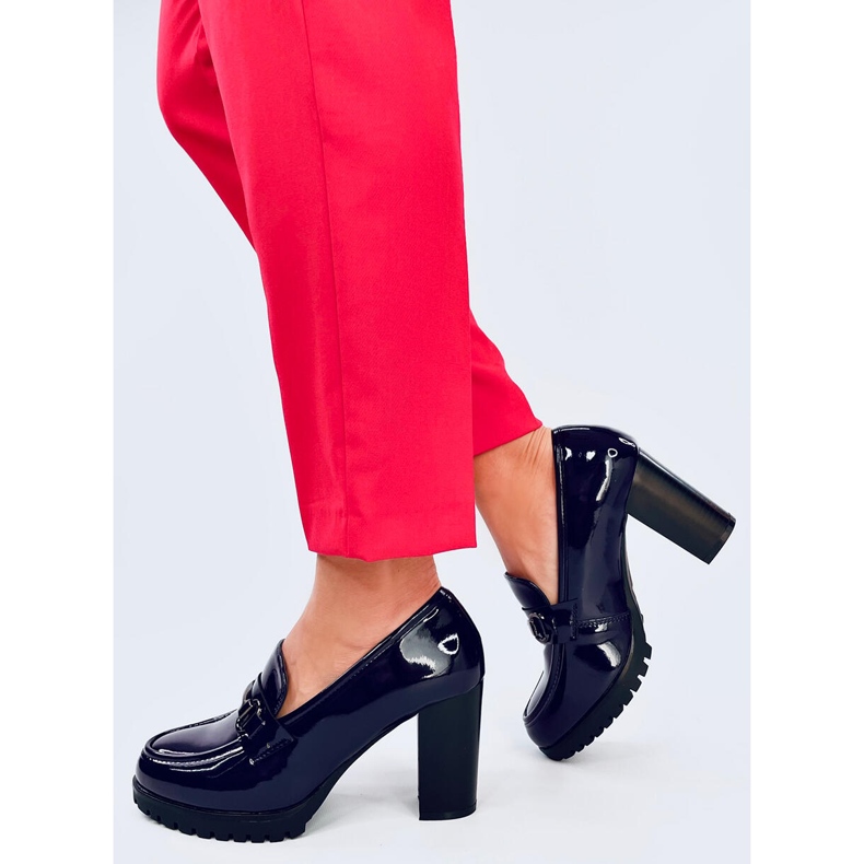 Mocassins Hyett Dark Blue com salto envernizado azul 2 Mocassins Hyett Dark Blue com salto envernizado azul 2