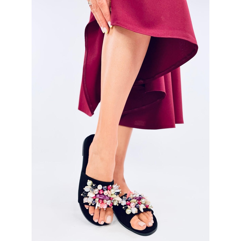 Seastar Chinelos Lumsen pretos com pedras coloridas 2