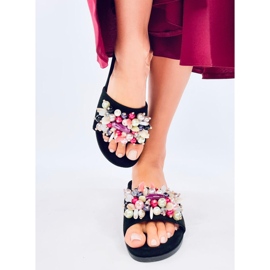 Seastar Chinelos Lumsen pretos com pedras coloridas 1