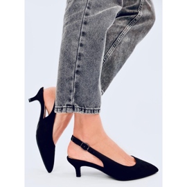 Malloi Salto baixo preto com salto aberto 1