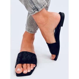 Sahar Black Chinelos de sola quadrada preto 1