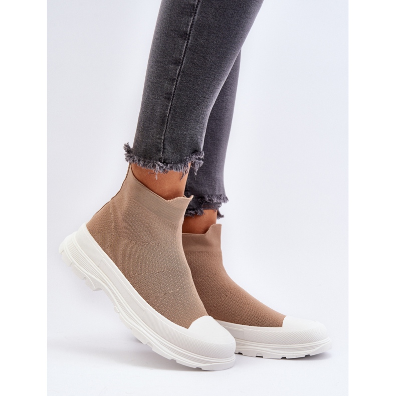 Botas femininas com meia slip-on, marrom Ilanae 2