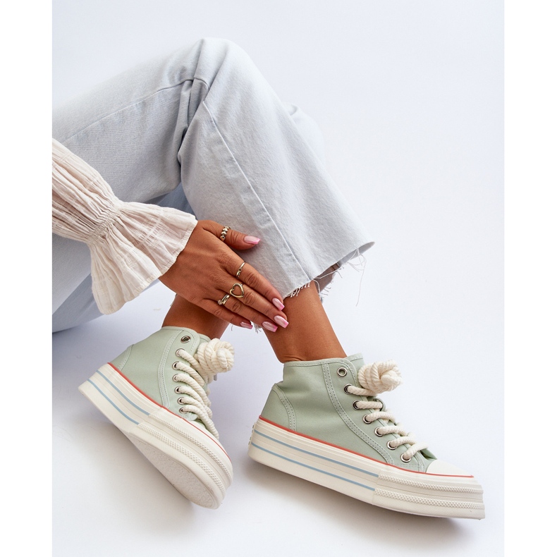 Tênis feminino com plataforma Mint Aineri verde 1