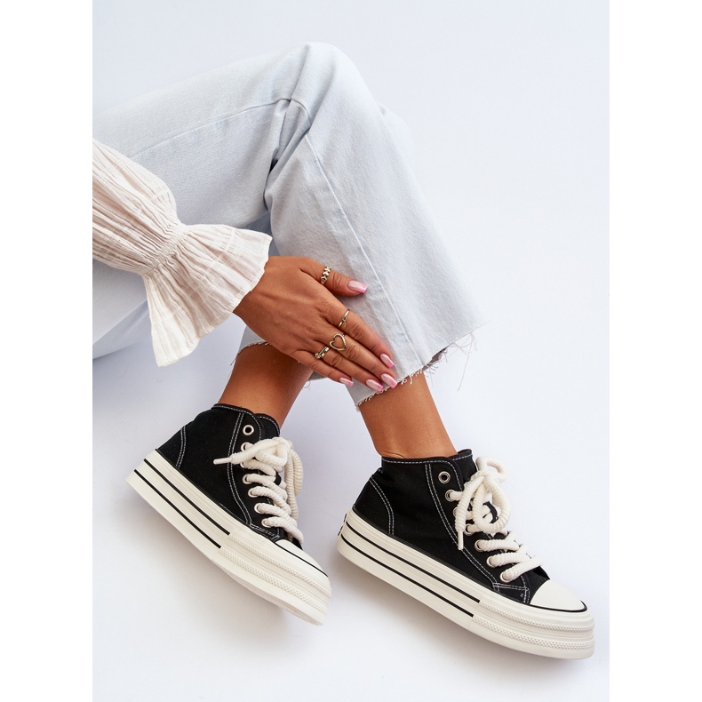 Tênis feminino plataforma preto Aineri 1