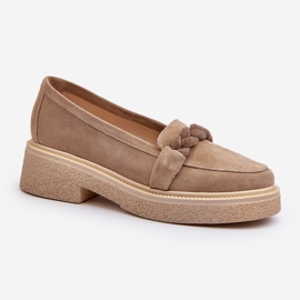 Mocassins femininos de camurça Zazoo 3429/W com decoração, bege 1