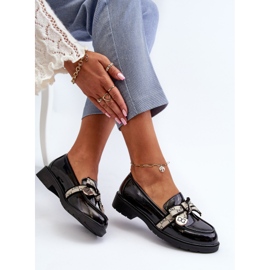 Mocassins Brogues femininos envernizados S.Barski HY330A preto 1