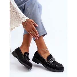 Mocassins femininos de camurça S.Barski HY3350A preto 2