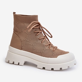 Botas Meias Slip-On Femininas Marrom Solime 1