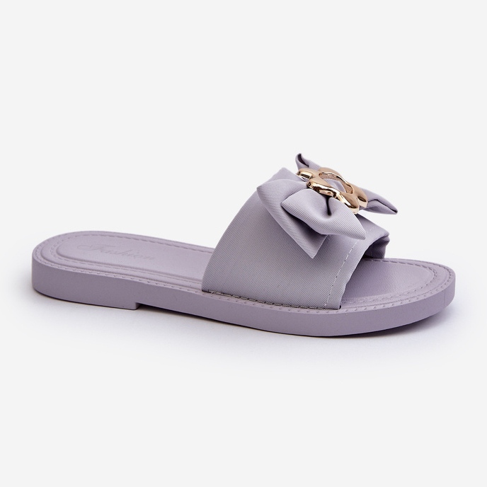 Chinelos femininos lavanda com laço Arsicada roxo 1